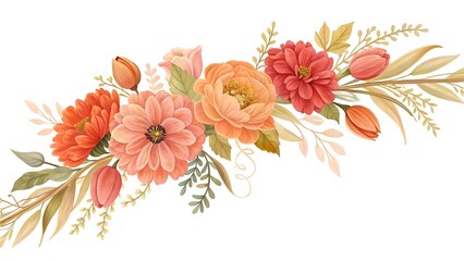 A beautiful floral arrangement of pink and orange flowers on a white background 3D Wallpaper Home Decoration Custom 3D Photo Wallpaper Panaflex Design for Wall HD Background