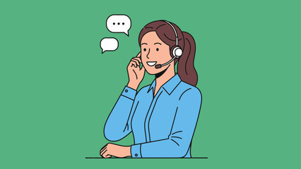Woman Wearing Headset Talking on Phone.