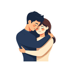 Couple Embracing Lovingly with Eyes Closed, Showcasing Tender Affection