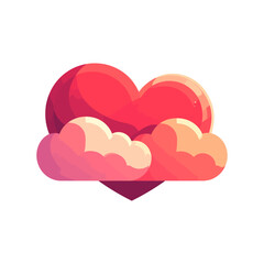 Vibrant and Dreamy Stylized Hearts with Soft Clouds in Gradient Colors