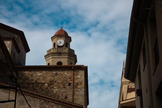 Bell tower of the church of Santa Maria and San Nicolas in Calella, Barcelona