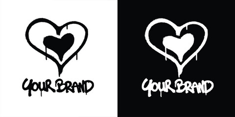 Graffiti Love hearts logo vector design