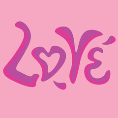 Pink Love word on simple pink background