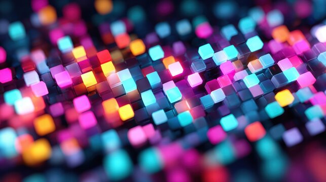 Abstract colorful glowing cubes background