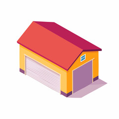 Garage isometric flat icon. 3d vector colorful illustration. Pictogram isolated on white background