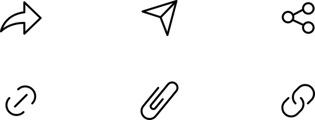 Link, share link, external link black vector icon set.  Redirecting links button. Web UI design. Vector illustration EPS 10