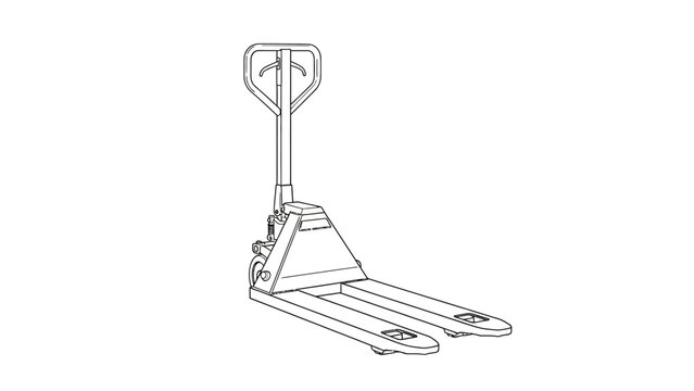 Simple line drawing of a pallet jack on a white background.