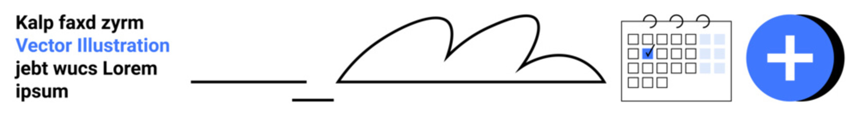 Obraz premium Task organization, cloud storage, data integration, scheduling, productivity, collaborative tools. A cloud, calendar and plus sign are visible. Task organization and cloud storage concept