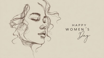 Elegant line art of a woman's face celebrating International Women's Day