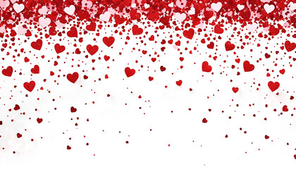 Obraz premium A vibrant digital illustration of red and white hearts floating on a black and white background on transparent background