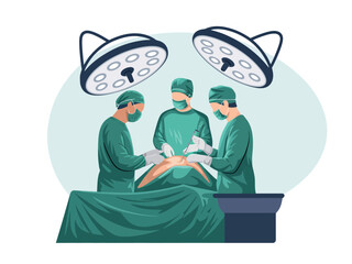 Surgical Operation Illustration with Professional Surgeons in Operating Room