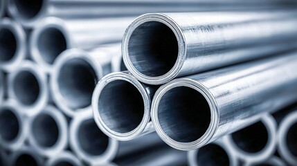 Close-up of Stacked Metal Pipes