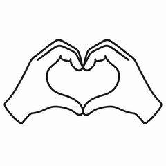 Fototapeta premium Hands forming a heart shape, symbolizing love and connection, line art illustration, copy space