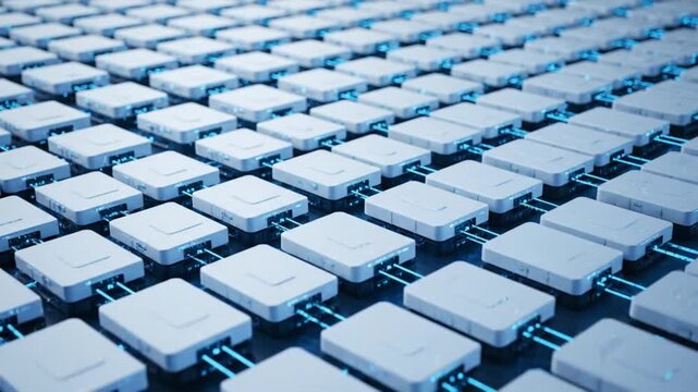 Abstract Background of Numerous Connected Network Devices in a Structured Grid Pattern