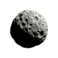 Cratered moon surface isolated on transparent background