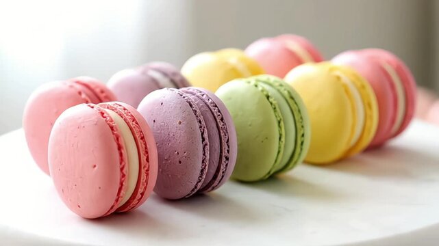 Assorted Rainbow Macarons Delicious Sweet Dessert