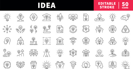 Idea and innovation editable line icons set. creativity and brainstorming symbols © Jocelyn_Flores