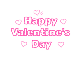 Happy Valentine's Day pink neon typography. Outlined lettering design. Minimalist romantic Cute hand-drawn style font sticker, text illustration for poster, banner, invitation, greeting cards. PNG 