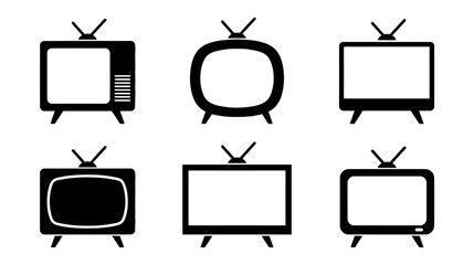 Collection of vintage television set icons and silhouettes