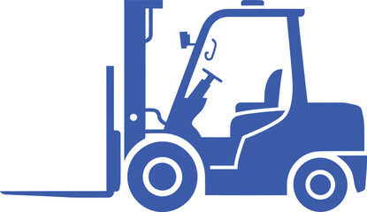 Forklift Truck Icon in Blue Color Isolated on White Background for Warehouse, Logistics, and Industrial Transport Design