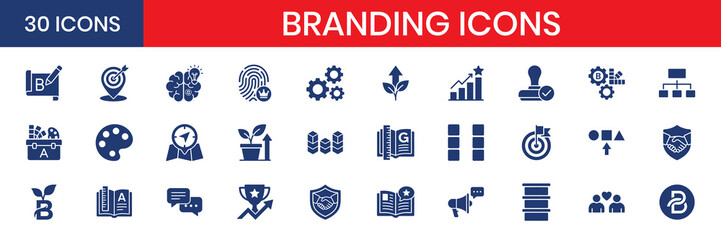 Branding Fill Color Icon Set Solid Blue Shapes