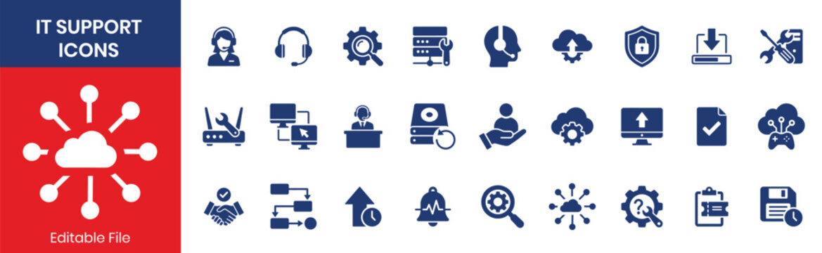 IT Support Fill Color Icon Set