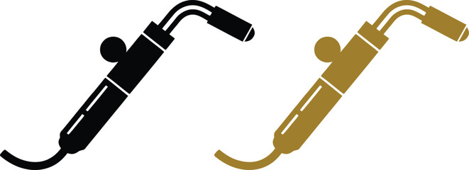 Modern Dental Curing Light Icon Set in Black and Gold Color Isolated on White Background for Medical and Healthcare Design