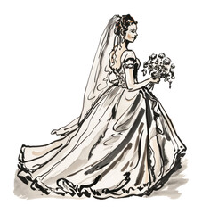 Fototapeta premium PNG Women wedding fashion dress bride.
