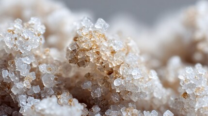 Fototapeta na wymiar One grain of sea salt magnified, neutral surface, minimalist macro abstraction