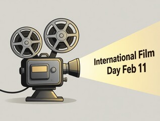 Vintage Film Projector Broadcasting International Cinema Day Message