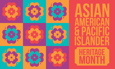 Asian Pacific American Heritage Month. Celebrated in May. It celebrates the culture, traditions and history of Asian Americans and Pacific Islanders in the United States. Poster, card, banner. Vector © scoutori