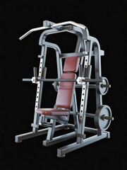 Multi functional home gym equipment with red seat