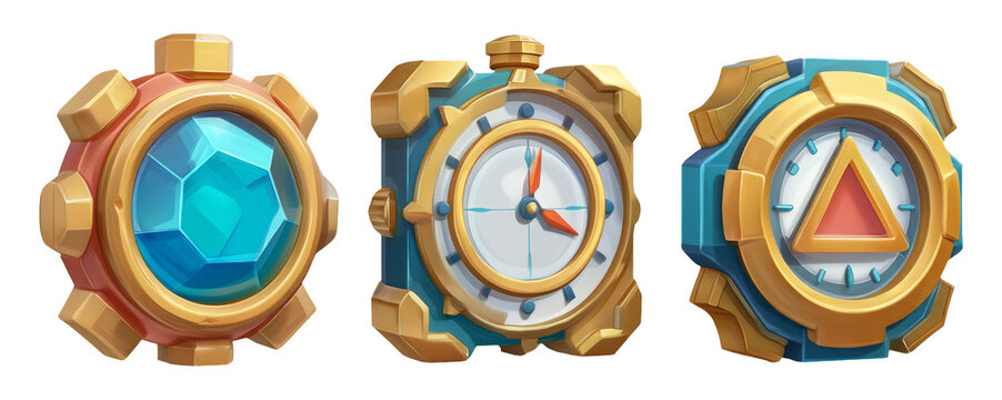 Colorful Game Objects Visualized with Modern Design Elements and Clean Aesthetic