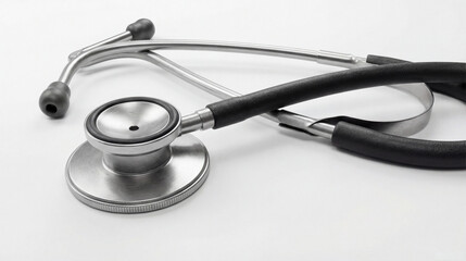 Medical stethoscope isolated on white background. Professional healthcare and diagnostic equipment.