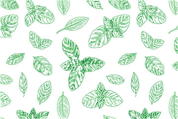 Fresh Mint Leaf Seamless Pattern for Herbal and Organic Designs © MSTROJINA