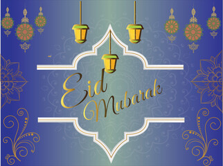 Islamic Eid mubarak greeting banner  Vector illustration