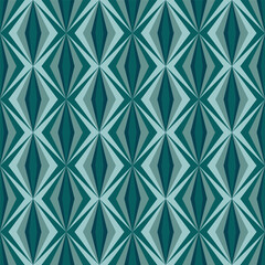 Fototapeta premium Geometric Diamond Shape Seamless Pattern in Shades of Blue Green Color