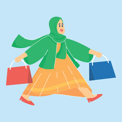 Muslim men and women flat design illustration, for asset design ramadan event, celebrating Ramadan or Eid