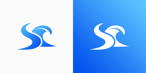Obraz premium Artistic wave shape initial letter S vector logo design with modern, simple, clean and abstract style.