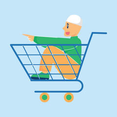 Muslim men and women flat design illustration, for asset design ramadan event, celebrating Ramadan or Eid