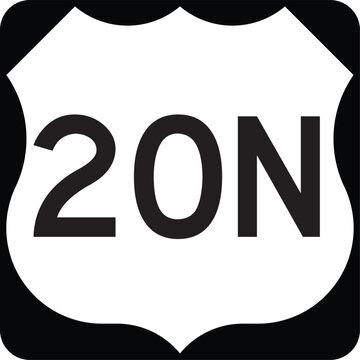 US Route 20N Highway Shield Highway Marker Design Editable Vector