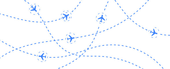 Airplane Flight Paths on a White Background  Travel Concept Illustration © JustPrint