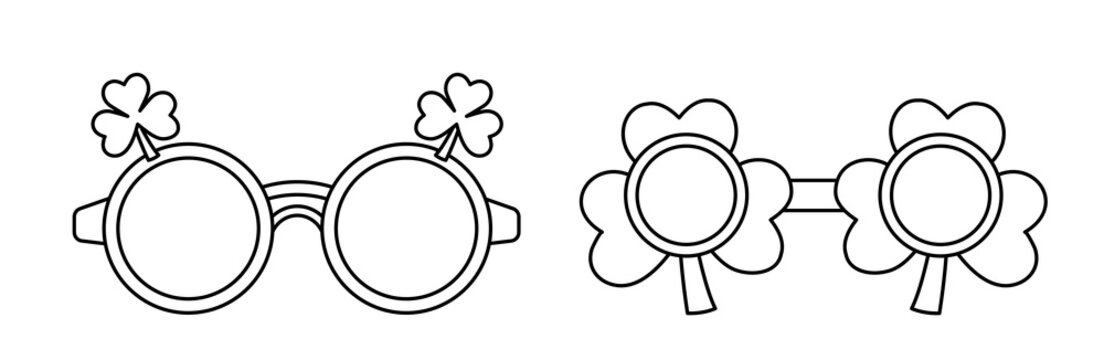 Saint Patrick&rsquo;s Day Costume Outline Coloring Page Set.
Shamrock Party Glasses St. Patrick&rsquo;s Day Coloring Pages.
St. Patrick&rsquo;s Day Costume Accessories Outline Templates.