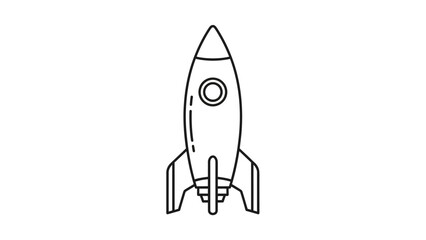 Simple black and white line drawing of a rocket ship.