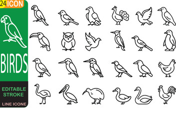 Fototapeta premium Adobe Illustrator Artwork. Minimalist bird line art collection. Vector isolated Illustration perfect for logo design, art projects, and graphic design. 