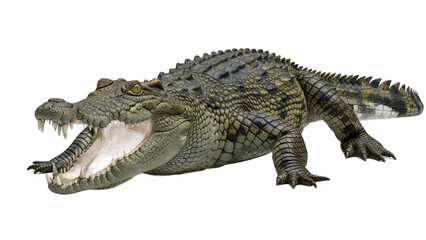 Obraz premium Realistic depiction of a detailed crocodile with textured scales and open mouth on a black