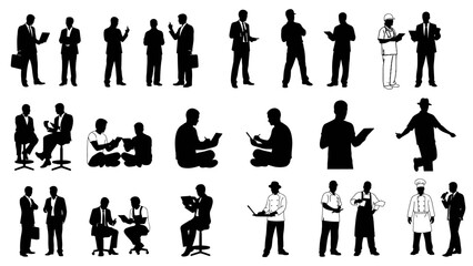 Collection of diverse business professionals in various poses