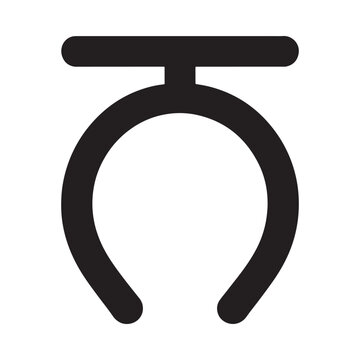 Simple black and white graphic of a stylized horseshoe symbol