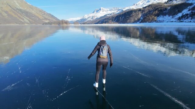 Skating Over a Frozen Mirror | Sils Lake Black Ice