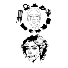 woman over thinking about things over thinking, silhouette pack